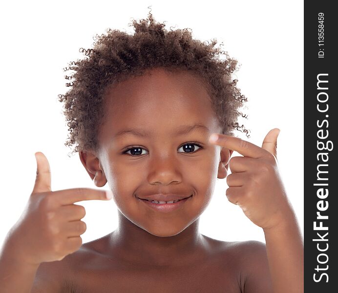 Beautiful Afro-American boy isolated on a white background