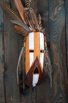 Ethnic Mask With Feathers Royalty Free Stock Photography