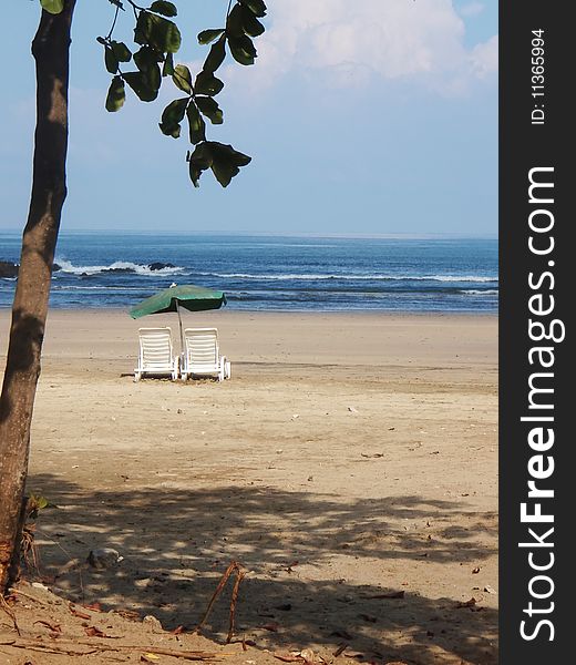 Beach Chairs and Ubrella on a Costa Rica Beach