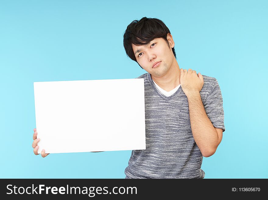 Asian man with a whiteboard. Asian man with a whiteboard