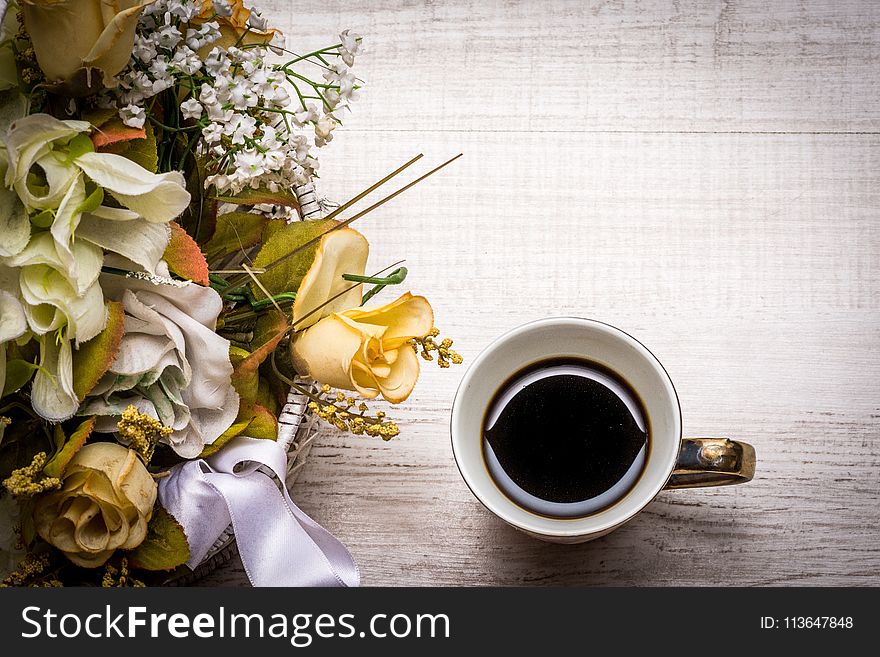 Yellow, Flower, Coffee Cup, Still Life Photography