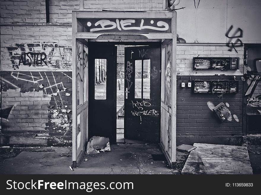 Black And White, Infrastructure, Urban Area, Wall