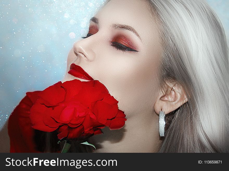 Red, Face, Beauty, Flower