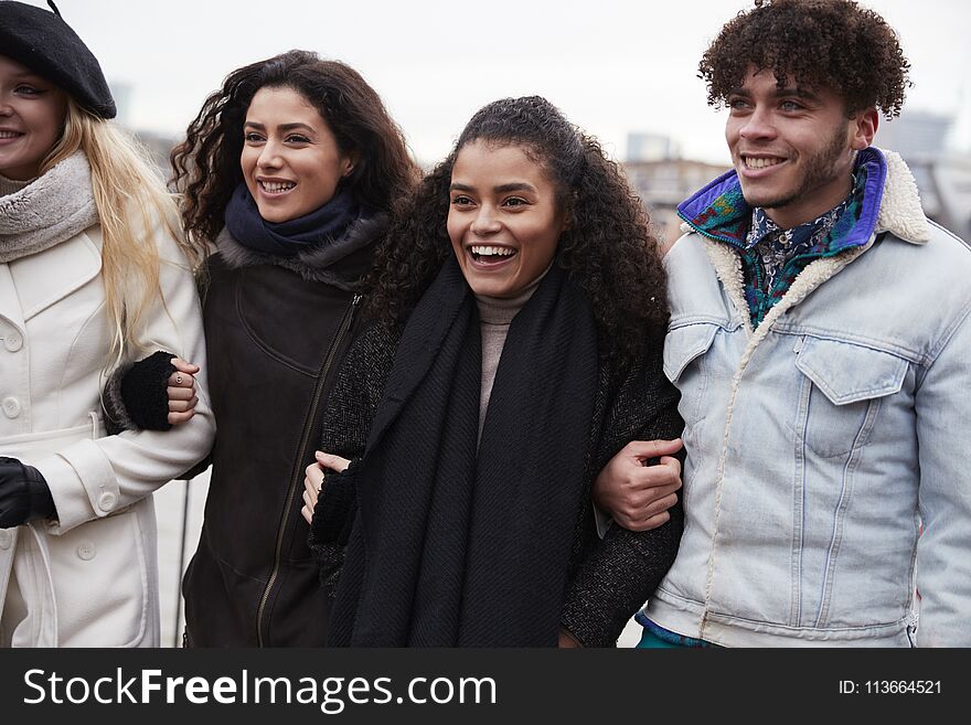 Group Of Young Friends Visiting London In Winter