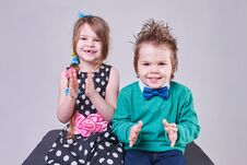 Beautiful Little Boy And Girl Clap Their Hands And Smile Stock Image