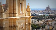 Aeriel View Of City Victoria Or Rabat And Fragment Of Gozo Cathedral , Victoria, Gozo, Malta Stock Images