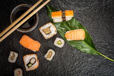 Sushi Rolls Hosomaki And Uramaki Royalty Free Stock Photography