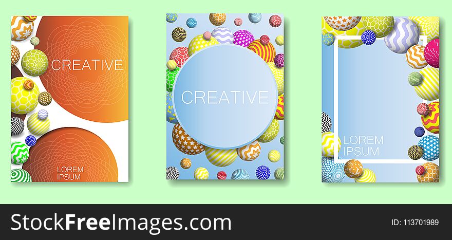 Creative abstract frame set. Vector abstract background with multicolor decorative balls. Creative abstract frame set. Vector abstract background with multicolor decorative balls.