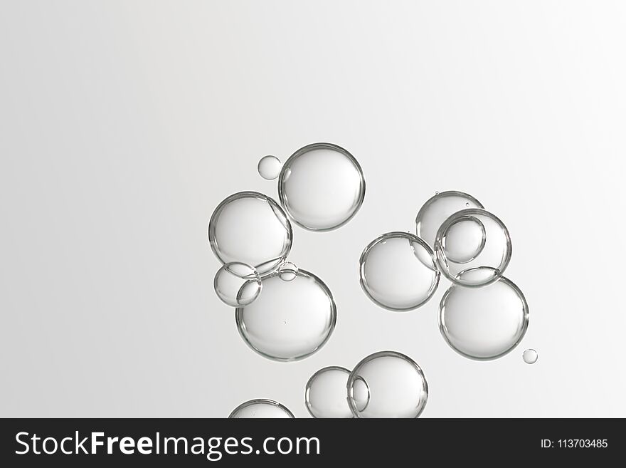 Water Bubbbles Over Grey Background