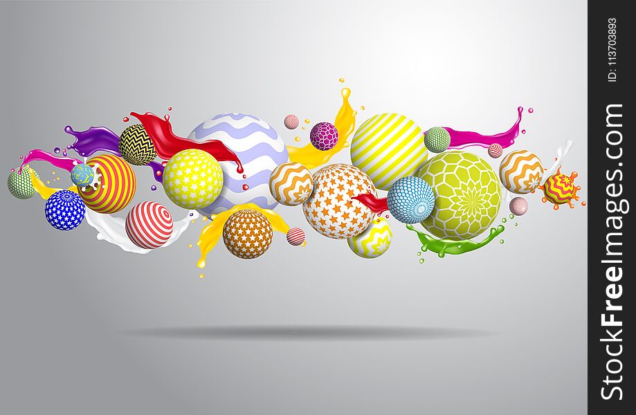 Vector Abstract Multicolor Balls Background. 3d Illustration