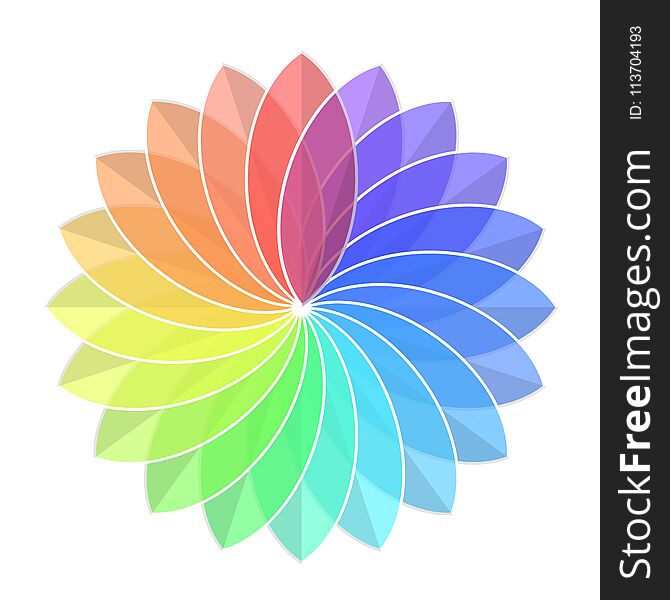 Color Rainbow Wheel Flower on White, stock vector illustration