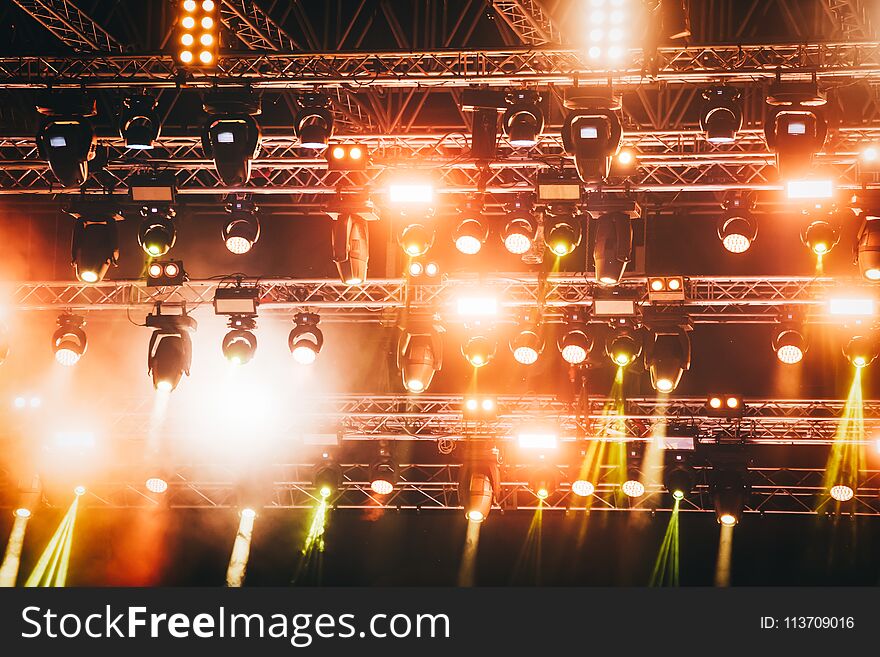 Picture of bright concert lighting on music stage