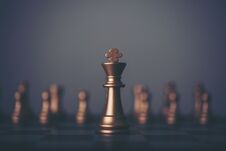 King And Knight Of Chess Setup On Dark Background . Leader And T Royalty Free Stock Photography