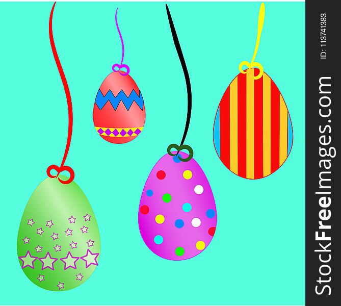 Colorful decorated Easter Eggs for use in Easter designs