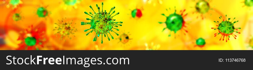 Virus close-up, 3d rendering, beautiful picture of a virus on a white background