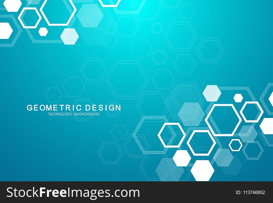 Abstract medical background. Science and connection vector concept. Hexagonal geometric array with dynamic moving