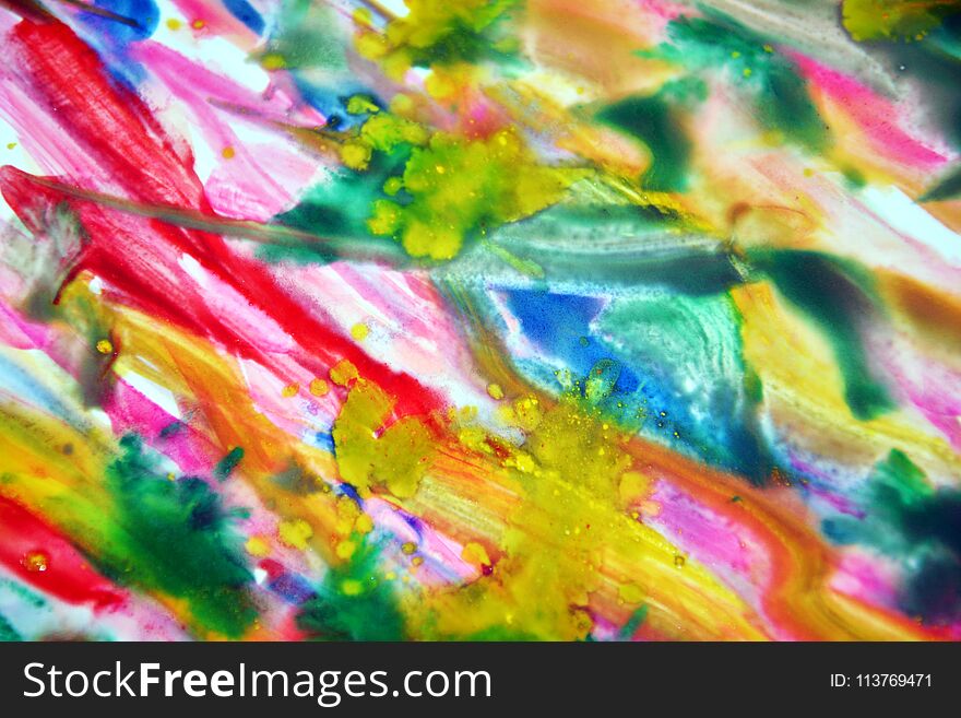 Paint blurred pastel creative texture in red orange blue pink hues background