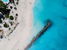 Drone Photo Of Pier In Beach In Grace Bay, Providenciales, Turks Royalty Free Stock Images Drone Photo Of Pier In Beach In Grace Bay, Providenciales, Turks Royalty Free Stock Images
