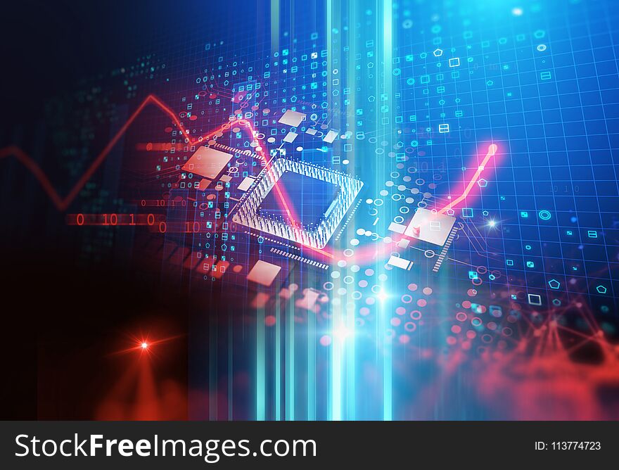 3d rendering futuristic blue circuit board background illustration. 3d rendering futuristic blue circuit board background illustration