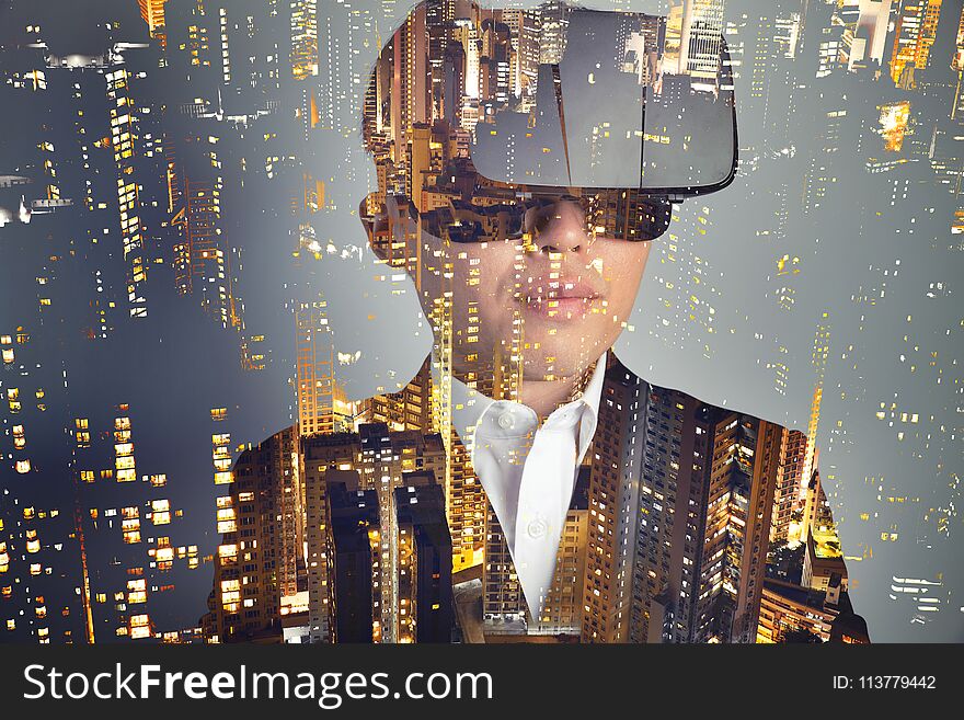 Man is using VR glasses