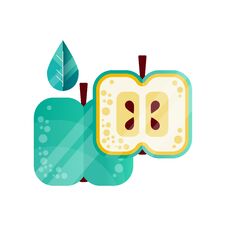 Half And Whole Green Apple With Leaf. Natural And Tasty Fruit. Healthy Vegetarian Food. Flat Vector Icon With Gradient Royalty Free Stock Photos Half And Whole Green Apple With Leaf. Natural And Tasty Fruit. Healthy Vegetarian Food. Flat Vector Icon With Gradient Royalty Free Stock Photos