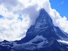 Scenic View Of Matterhorn Mount And Alpine Mountains Range Landscape In Swiss Alps Seen From Gornergrat In SWITZERLAND Royalty Free Stock Image