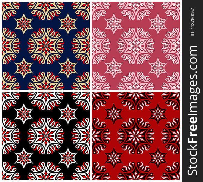 Set Of Seamless Backgrounds With Floral Patterns