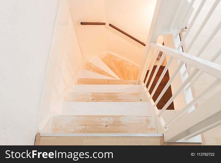 Painting an vintage wooden stairs - White paint. Painting an vintage wooden stairs - White paint