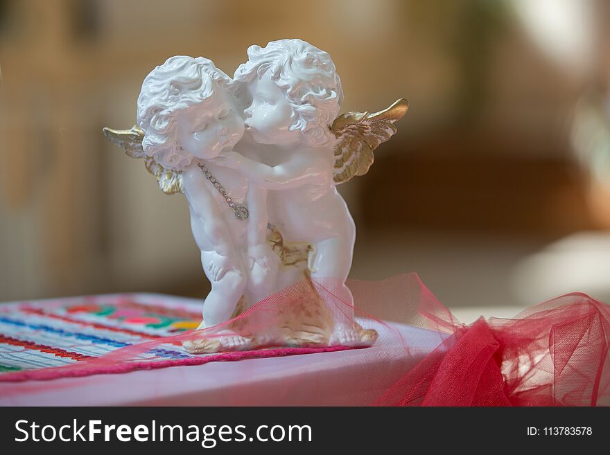 Statue of two angels.Wedding figurine. Statue of two angels.Wedding figurine