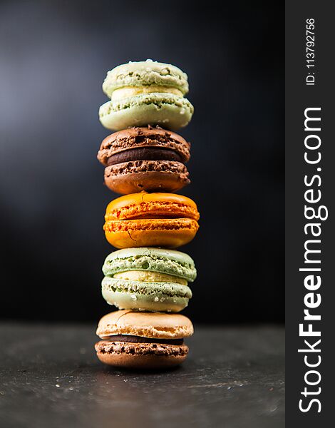 Assortment of different colorful macaron cookies. Assortment of different colorful macaron cookies