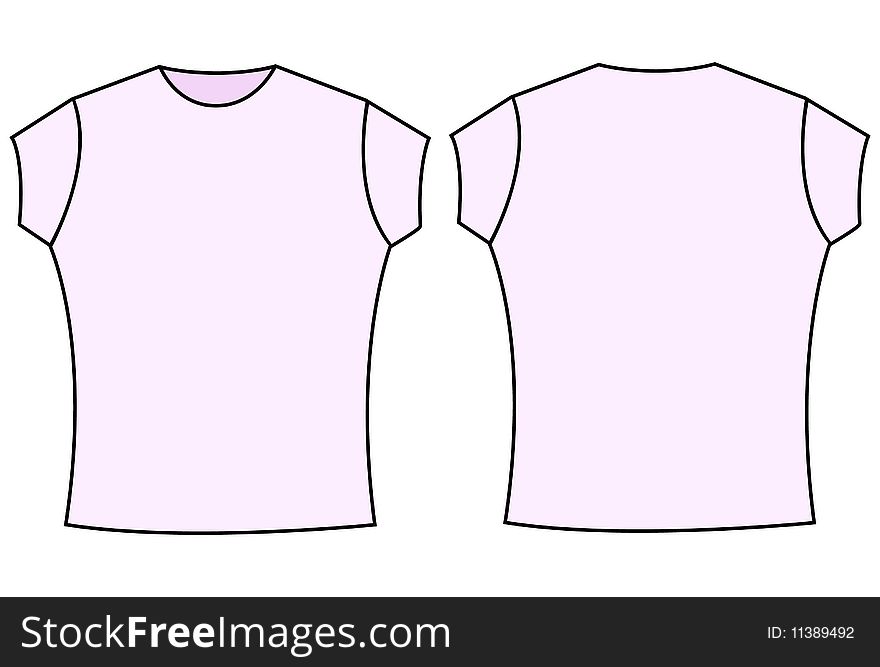 Vector illustration / template of a female T-shirt. All objects and details are isolated. Colors and white background color are easy to adjust/customize. Vector illustration / template of a female T-shirt. All objects and details are isolated. Colors and white background color are easy to adjust/customize.
