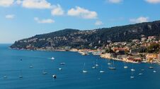 Nice French Riviera, Côte D`Azur, Mediterranean Coast, Eze, Saint-Tropez, Cannes And Monaco. Blue Water And Luxury Yachts. Stock Photo