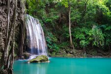 Waterfall In Thailand Name Erawan In Forest At Kanchanaburi Prov Stock Images