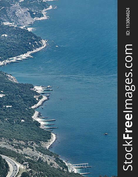 View from the cliffs on the sea coast at summer in Crimea