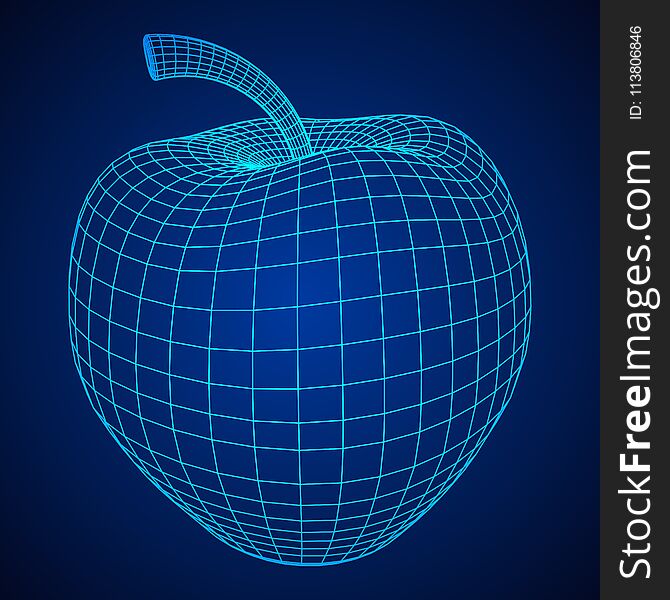 Apple wireframe low poly mesh vector illustration. Apple wireframe low poly mesh vector illustration.