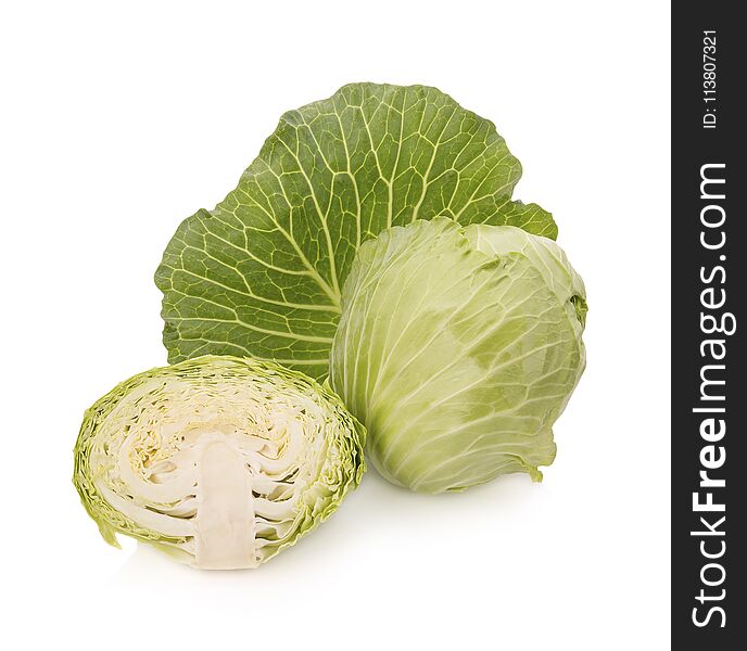 Fresh cabbage in heart shape isolated on a white background