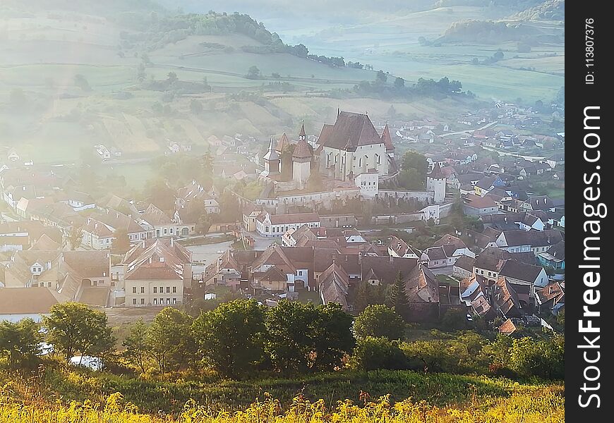 Biertan village of Transilvania sunrise