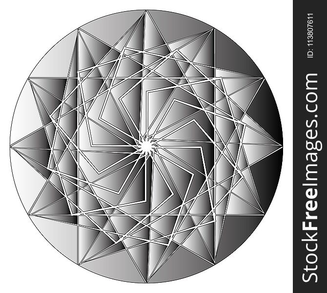 Geometric pattern symbols fractale pentagram astrology stamp label symbol amulet runes