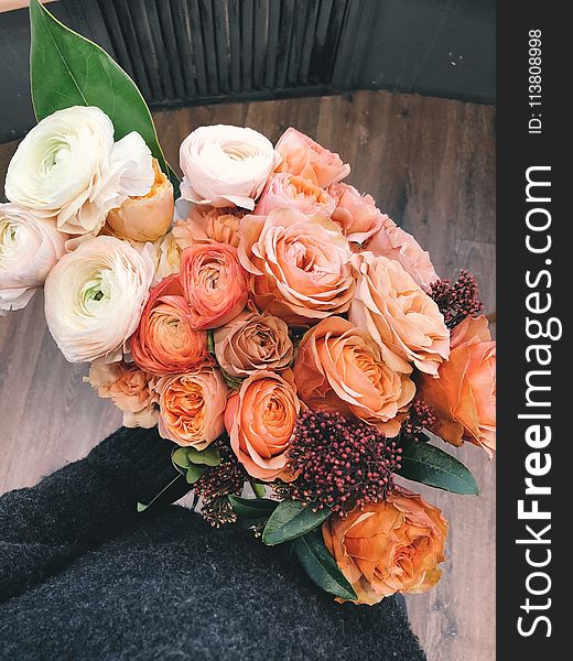 White and Orange Roses Bouquet