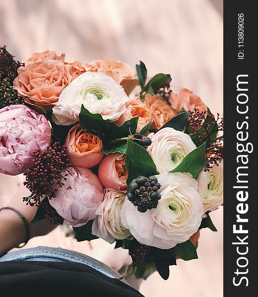 White, Pink, And Orange Rose Bouquet