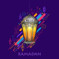 Ramadan Kareem Generous Ramadan Greetings For Islam Religious Festival Eid With Illuminated Lamp Stock Images