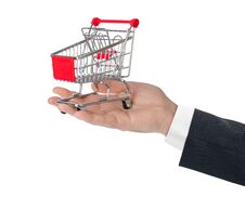 Hand With Shopping Cart Stock Images