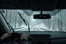 A Commuter Driving In A Winter Snow Storm Royalty Free Stock Photography