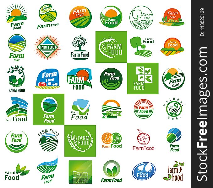 Logo set farm food, natural. Logo set farm food, natural