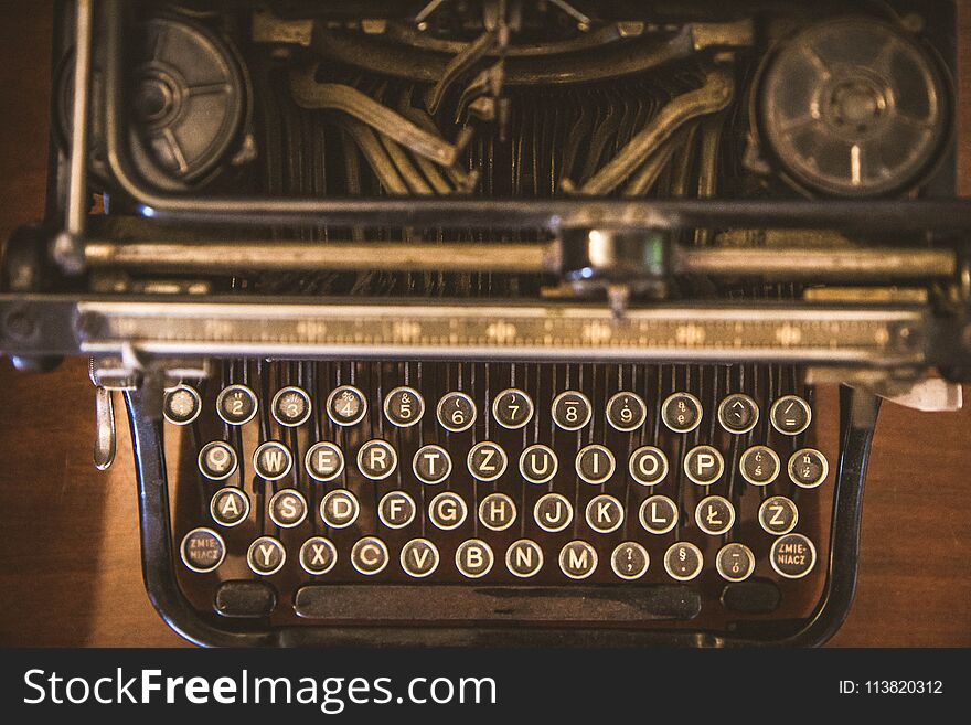 Vintage typewriter in close up