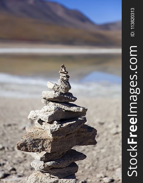 View at Laguna Verde lake and Licancabur volcano in Reserva Nacional de Fauna Andina Eduardo Avaroa in Bolivia. View at Laguna Verde lake and Licancabur volcano in Reserva Nacional de Fauna Andina Eduardo Avaroa in Bolivia