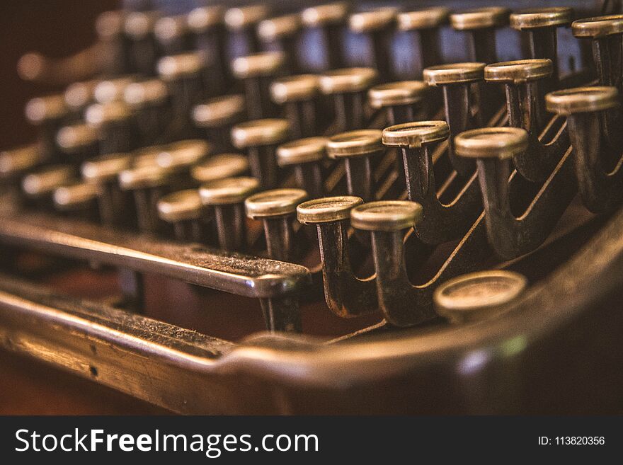 Vintage typewriter in close up