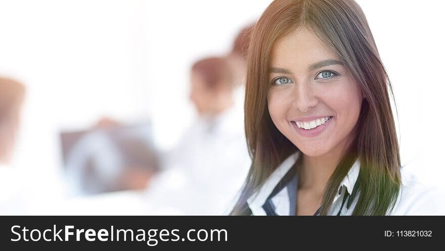 Closeup.successful woman doctor.photo with copy space