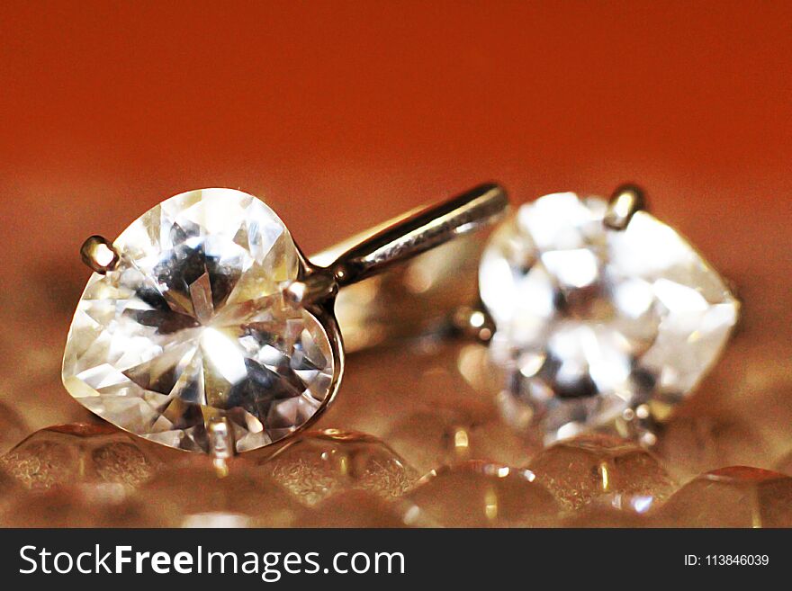 Close Up Of Diamond Earrings, Jewelry