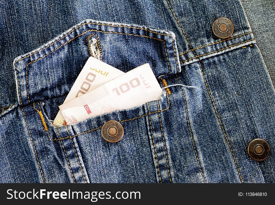 Money in Jean Pocket for business shopping and other.